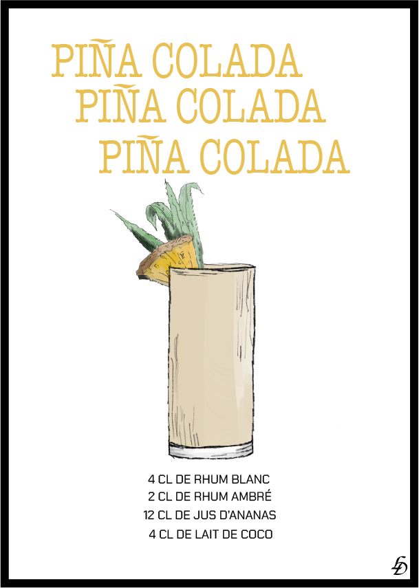 affiche duo de recette de cocktail pina colada